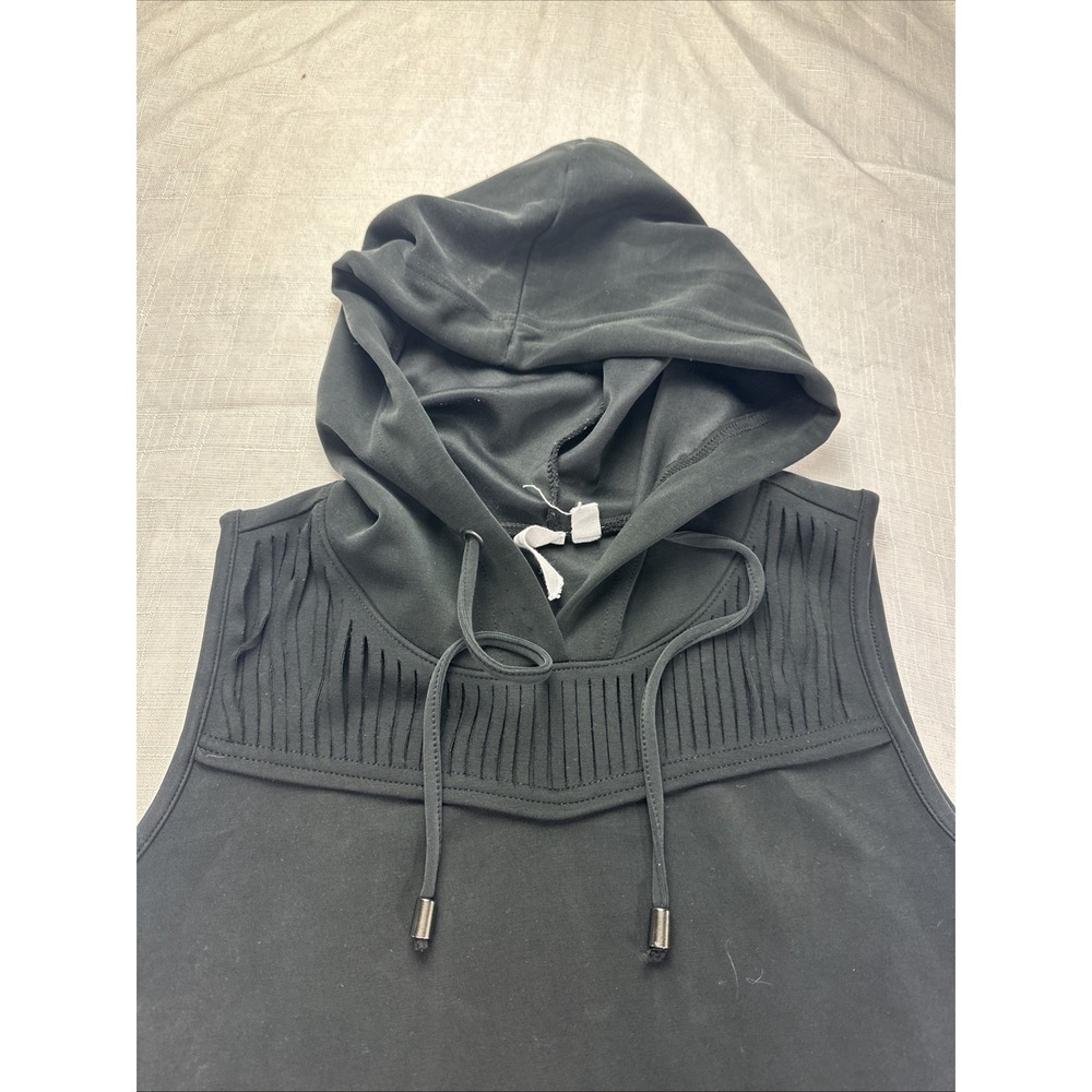 Cable & Gauge Womens Black Sleeveless Hoodie Dress Pleated Detail Small S
